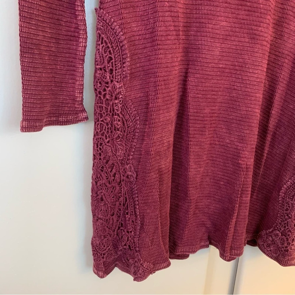 Able Maroon Thermal Knit Fit & Flare Long Sleeve Sweater Dress women’s size M - Picture 6 of 11